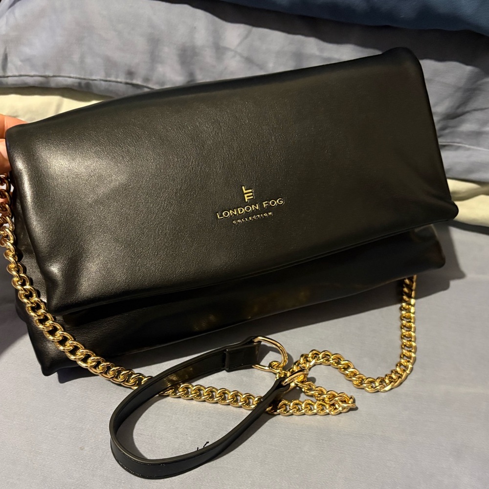 Black London Fog Chain Strap Shoulder Bag